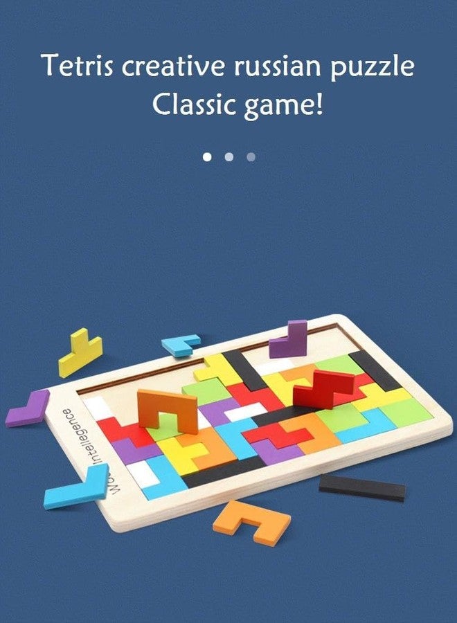 Samip Tetris Puzzles for Kids, Jigsaw Puzzle for Kids, Tangram Brain Teaser Game Russian Blocks Wood Intelligence 40 Pcs Teasers Toy Children Puzzle Toy(Multicolor) - Image 2